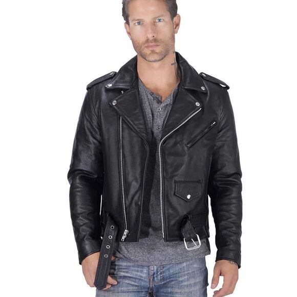 Vintage Leather Biker Jacket Size Large - Picture 1 of 11